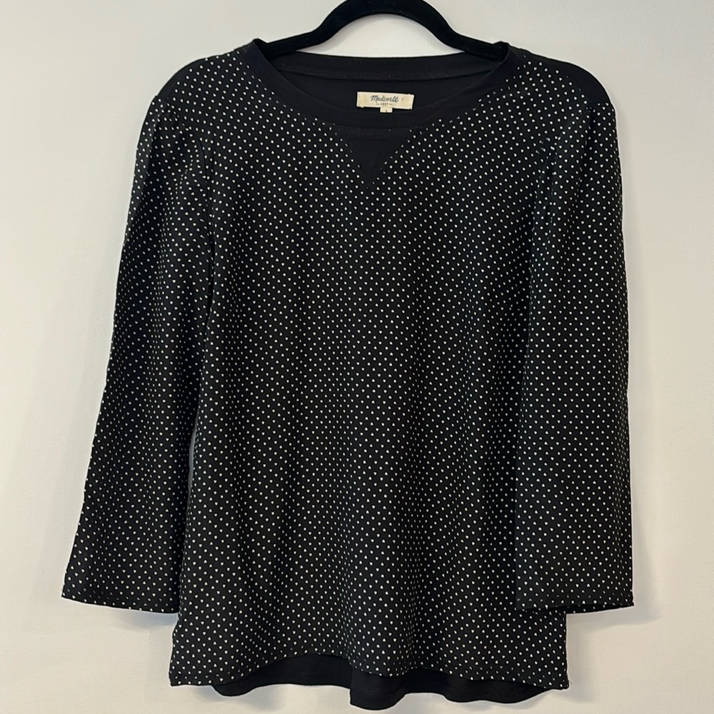 Madewell silk heart long sleeve top